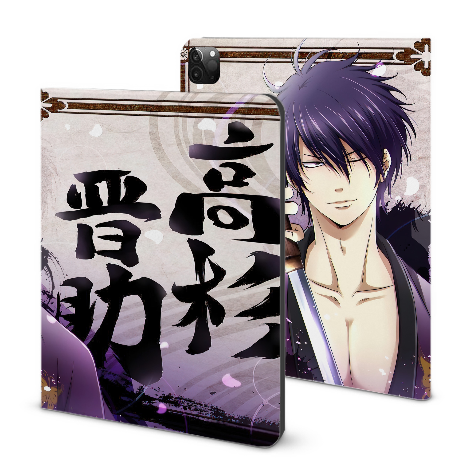 （画像用） ぎんたま 坂田銀時（さかたぎんとき） 神楽 志村新八（しむら しんぱち） GINTAMA Sakata Gintoki Kagura Shimura Shinpachi IPadケース ペンホルダー付き ブックスタイルデザイン